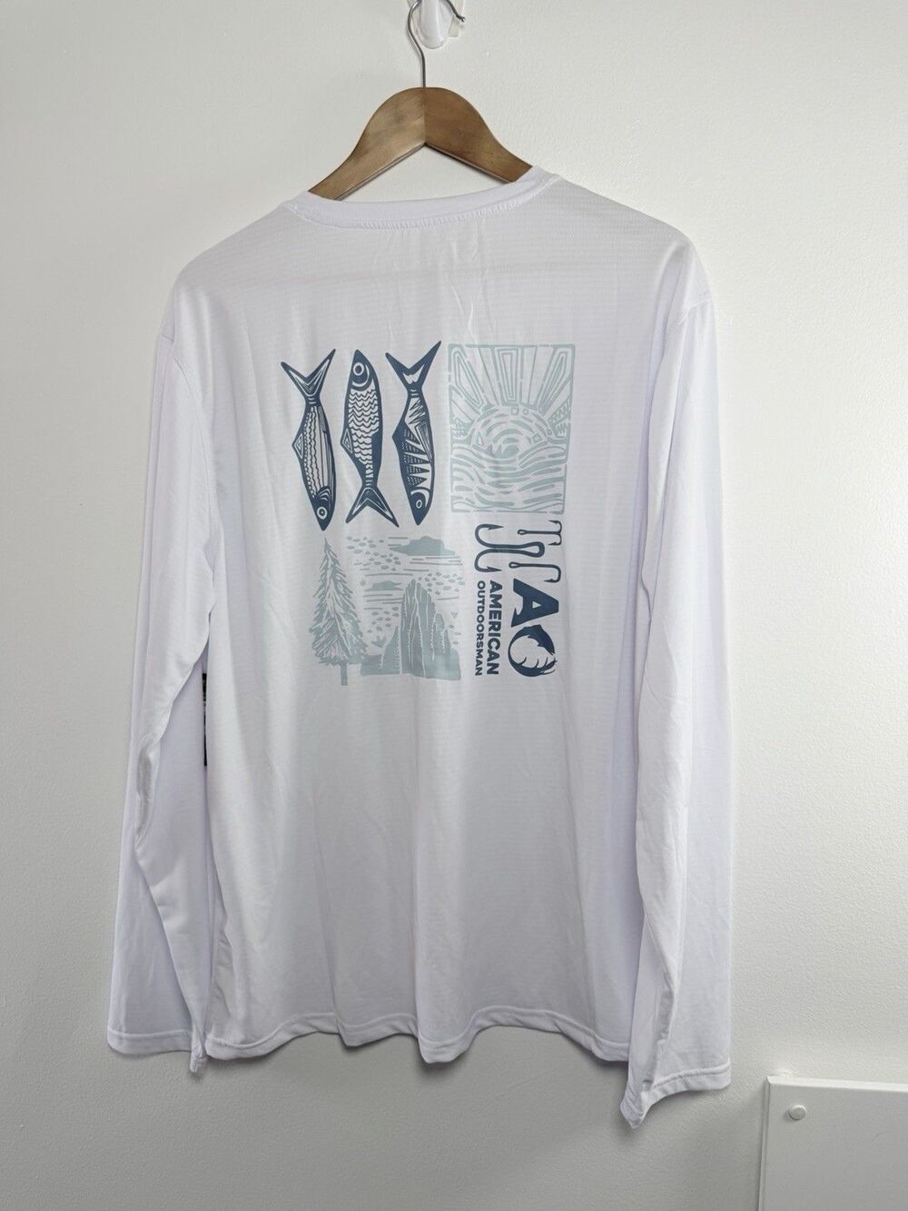 The American Outdoorsman Men XL Rash Guard UPF 40 Fishing Sun Shirt White NWT - Picture 6 of 14